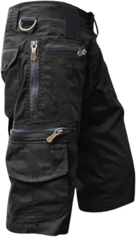 3/4 Outdoor Hiking Long Shorts for Men Zipper Pocket Casual Cargo Capris Pants Below Knee Casual Tactical Work Shorts