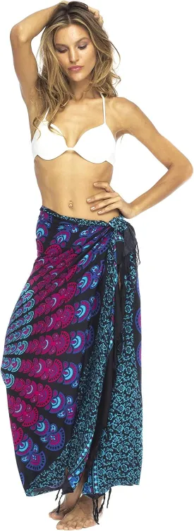 Back From Bali Womens Sarong Beach Swimsuit Bikini Cover up Wrap Peacock & Clip