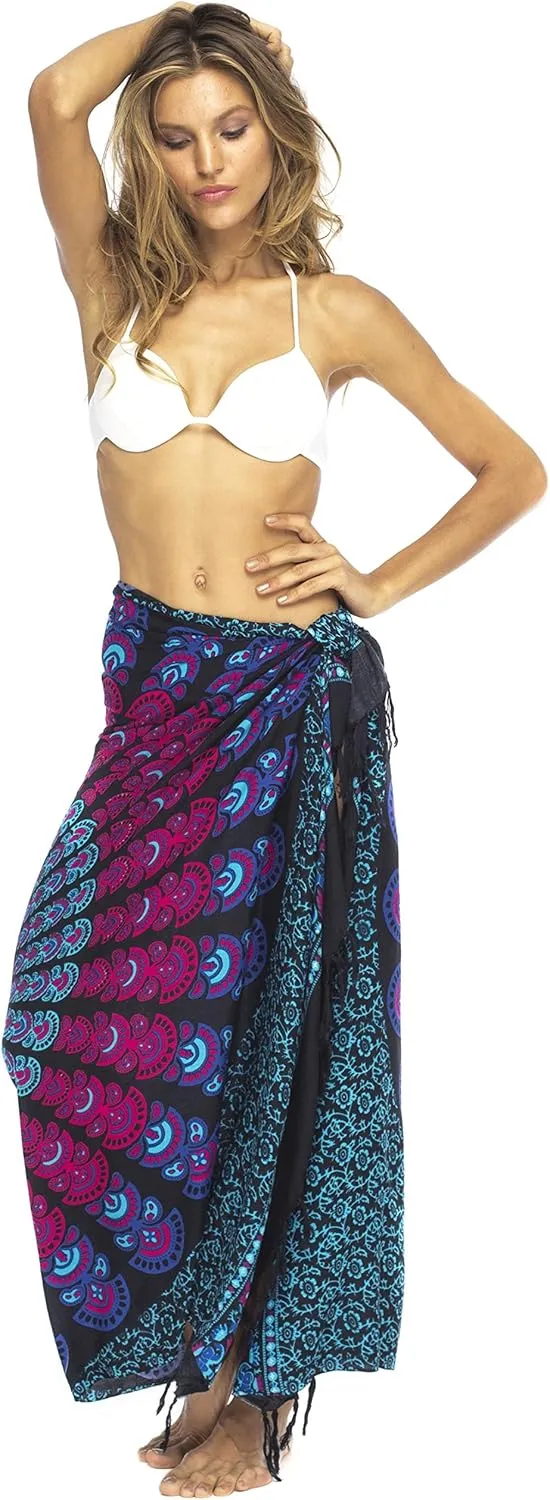 Back From Bali Womens Sarong Beach Swimsuit Bikini Cover up Wrap Peacock & Clip