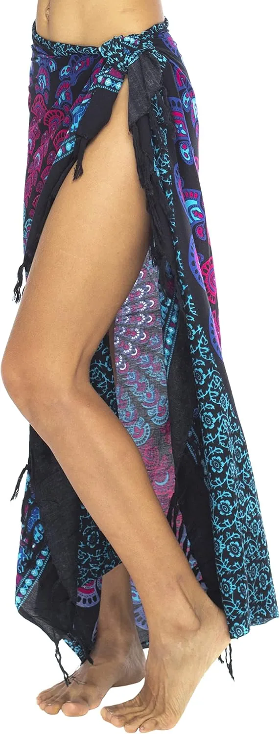 Back From Bali Womens Sarong Beach Swimsuit Bikini Cover up Wrap Peacock & Clip