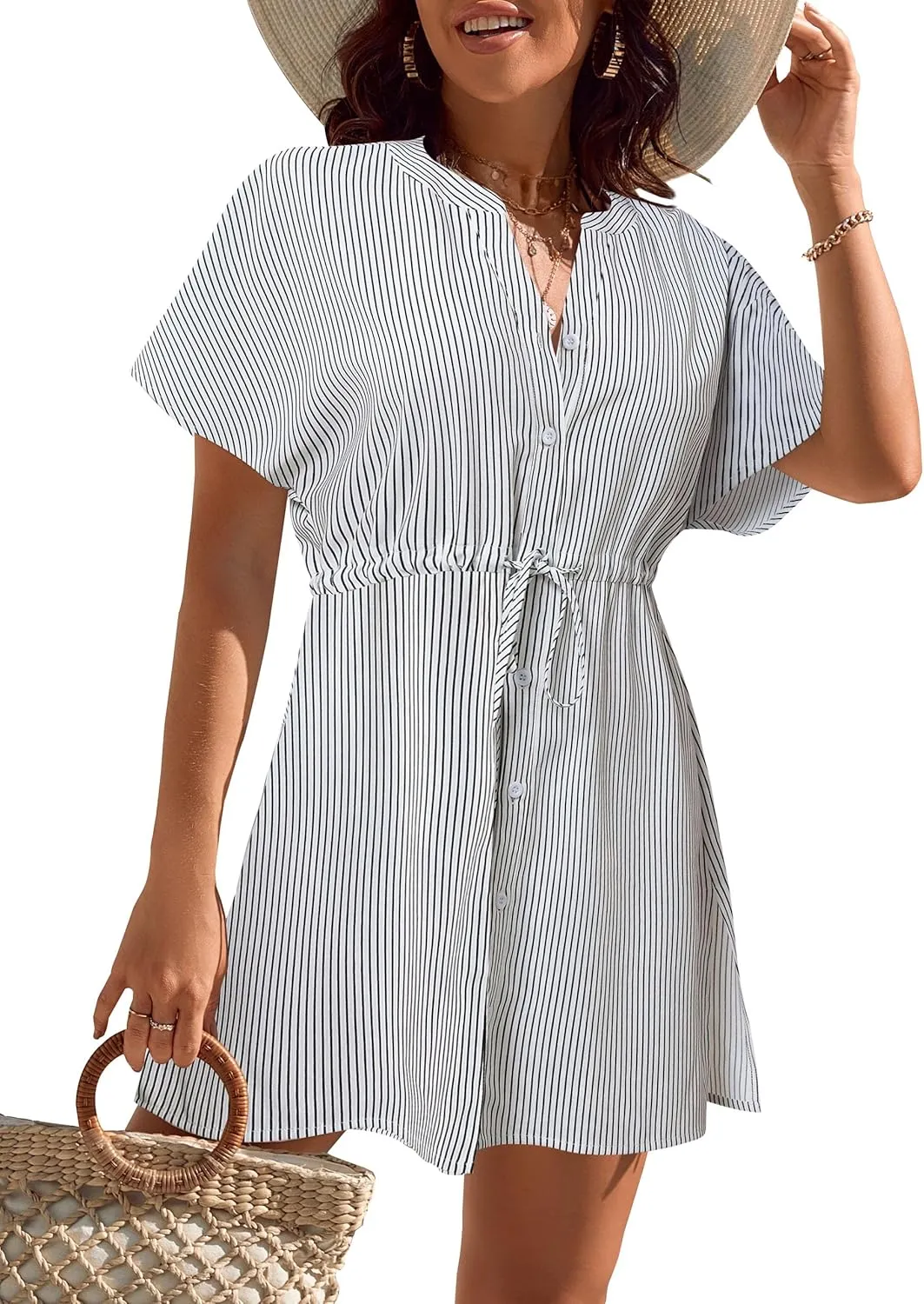 Blooming Jelly Women's Swimsuit Cover Ups Button Down Bathing Suit Coverups Bikini Beach Dress for Swimwear