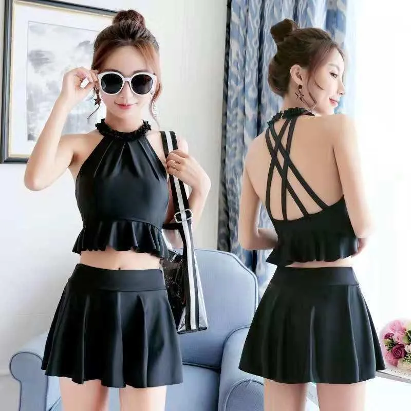 Conservative gathered swimsuit