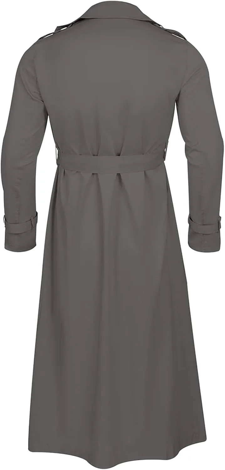 Ctreela Mens Long Trench Coat Business Casual Double Breasted Overcoat Fall Winter Solid Color Windbreaker Lapel Outwear