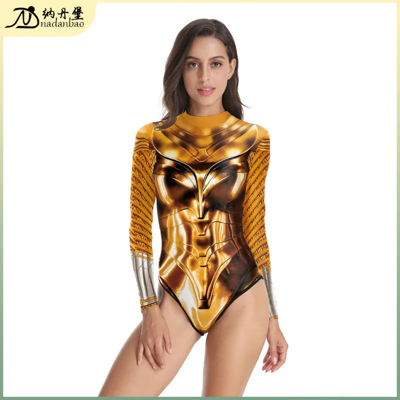 Digital Printed Long-sleeved Full-body Women's Swimsuit