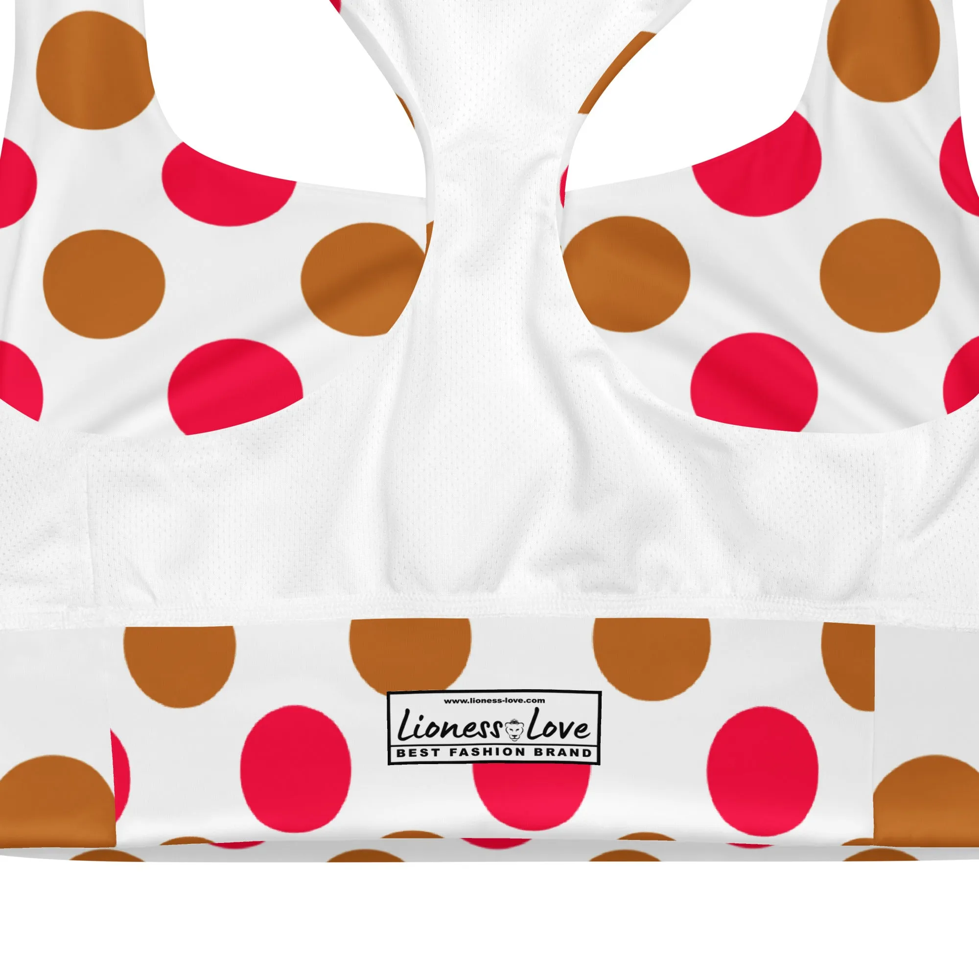 Gold and Pink Polka Dots Sports Bra, lioness-love