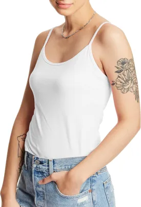 Hanes Women's Cami with Built-in Shelf Bra, Stretch Cotton Camisole, Adjustable Straps