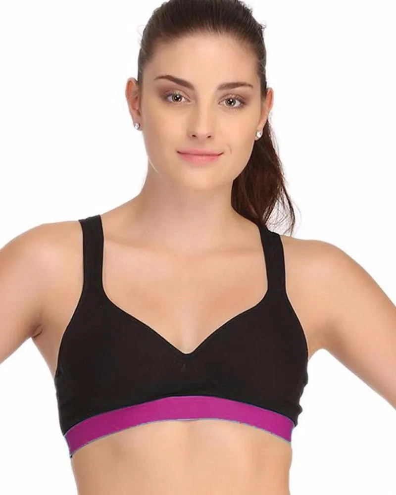 Ladies Gym Bra - Sports Bra - Black and Dark Pink Sports Bra - Padded Sports Bra