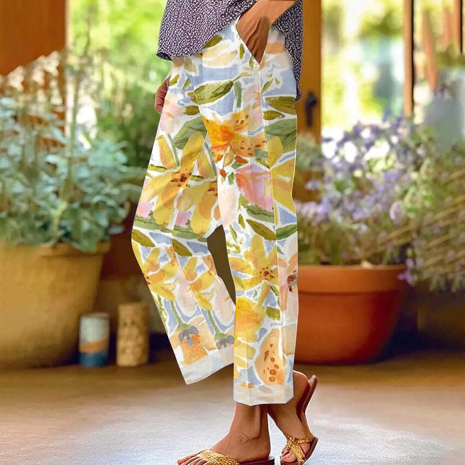 LCMTWX Linen Pants Women 2024 Cotton and Linen Casual Pants Wide Leg Loose Vacation Dresses for Women Parachute Pants