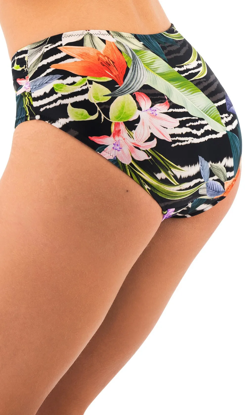 Maldives Black Tropical Full Bikini Brief