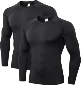 Men's Compression Shirts Long Sleeve Athletic T Shirt Workout Cool Dry Running Tops Gym Undershirts Baselayers 1/2 Pack