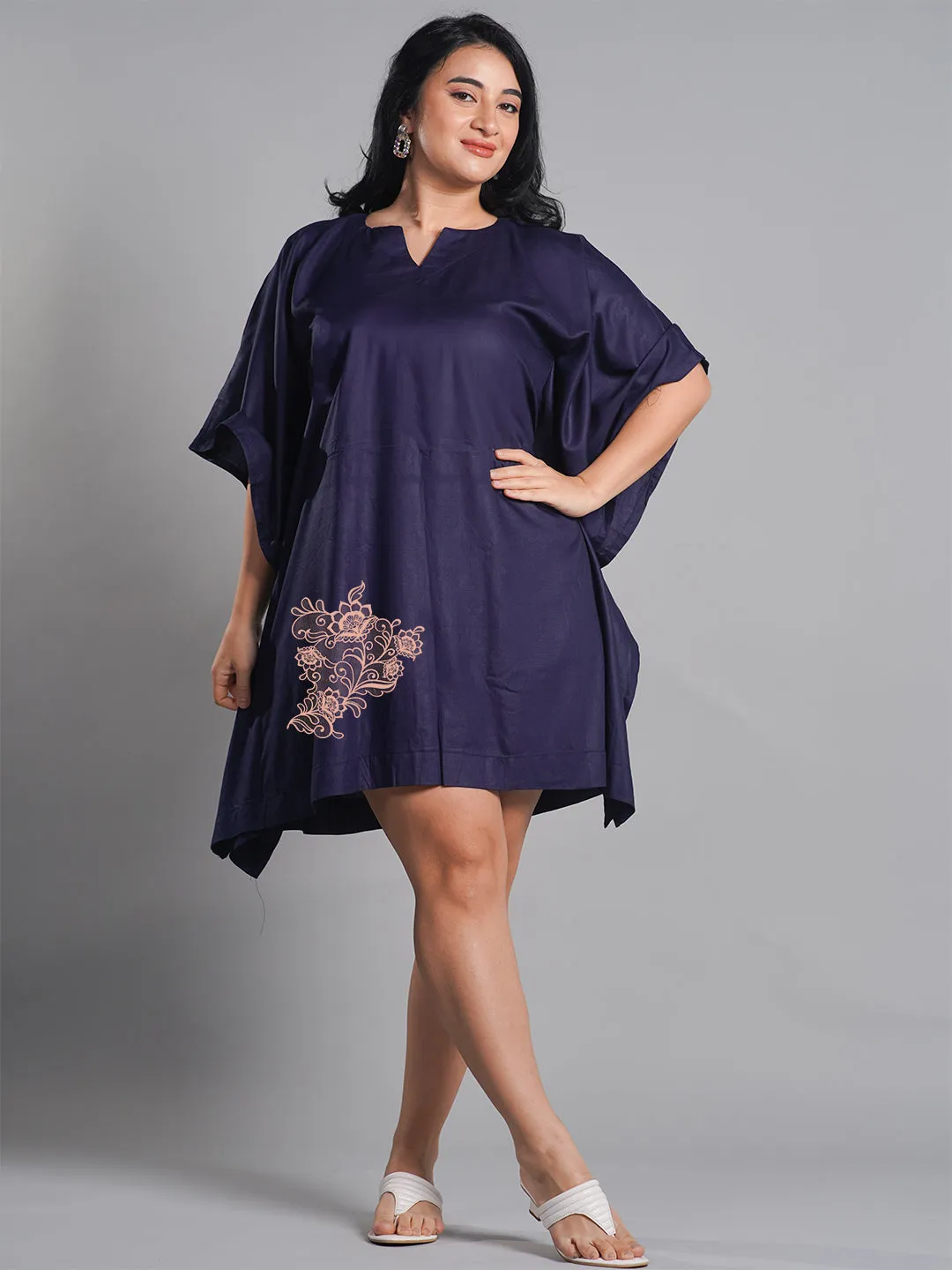 Navy Kaftan Nightdress - NightFlower