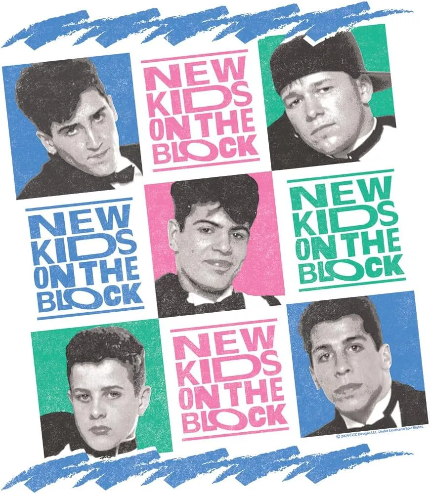 New Kids On The Block 80s Boy Band Adult White Short Sleeve T Shirt Vintage Style Graphic Tee