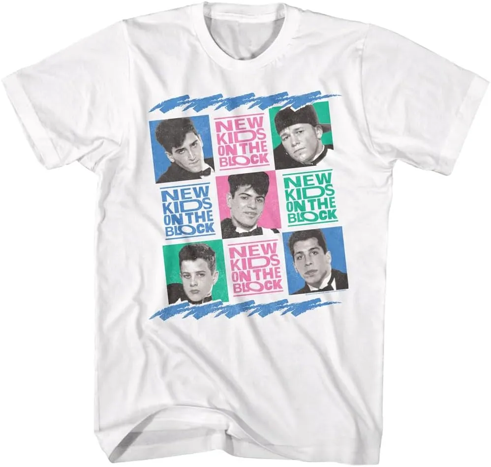 New Kids On The Block 80s Boy Band Adult White Short Sleeve T Shirt Vintage Style Graphic Tee