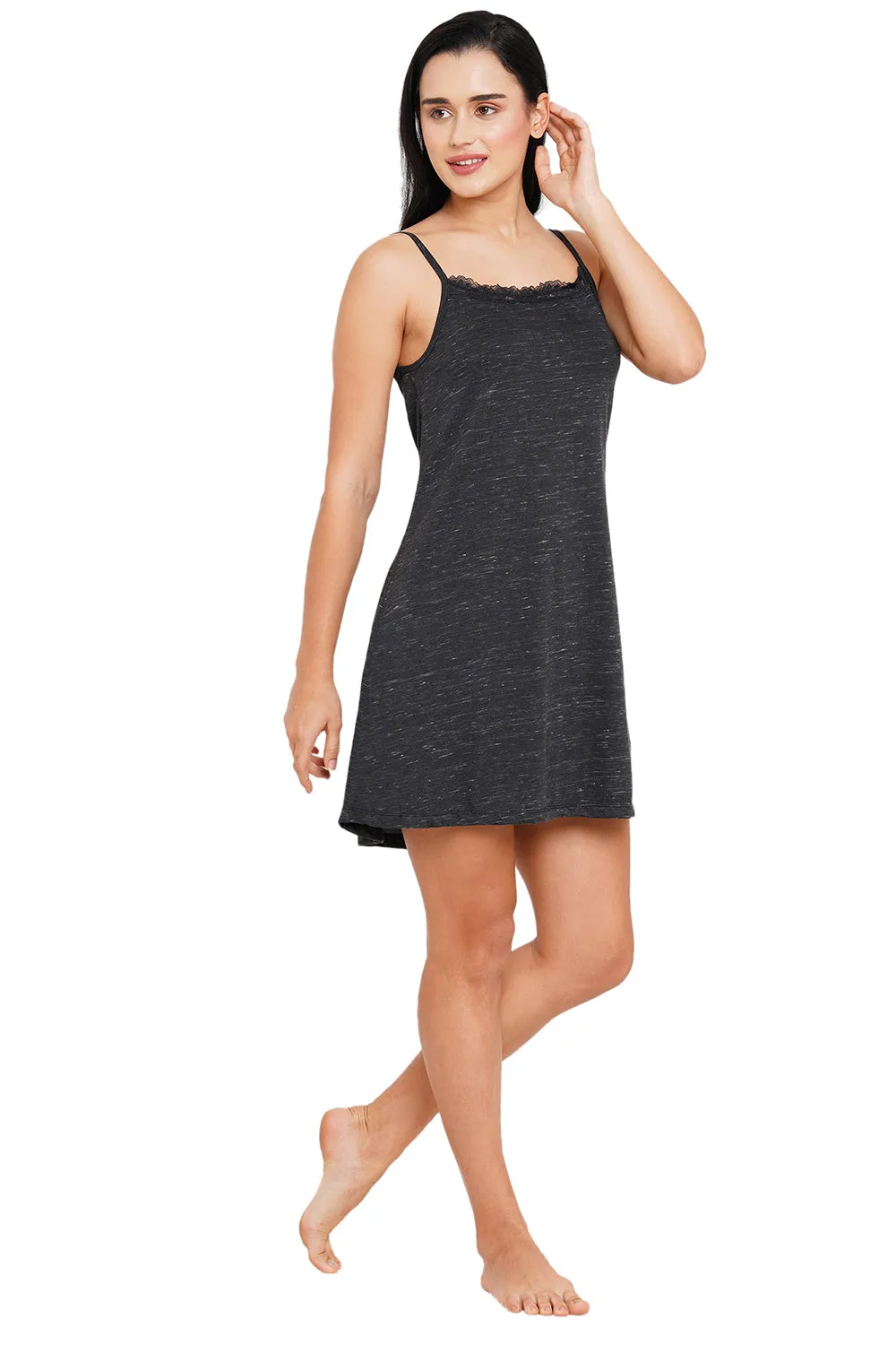 Organic Cotton camisole with hairband_ISL028-Dark grey melange