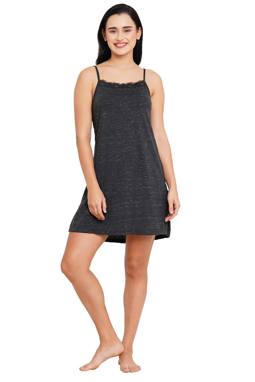 Organic Cotton camisole with hairband_ISL028-Dark grey melange