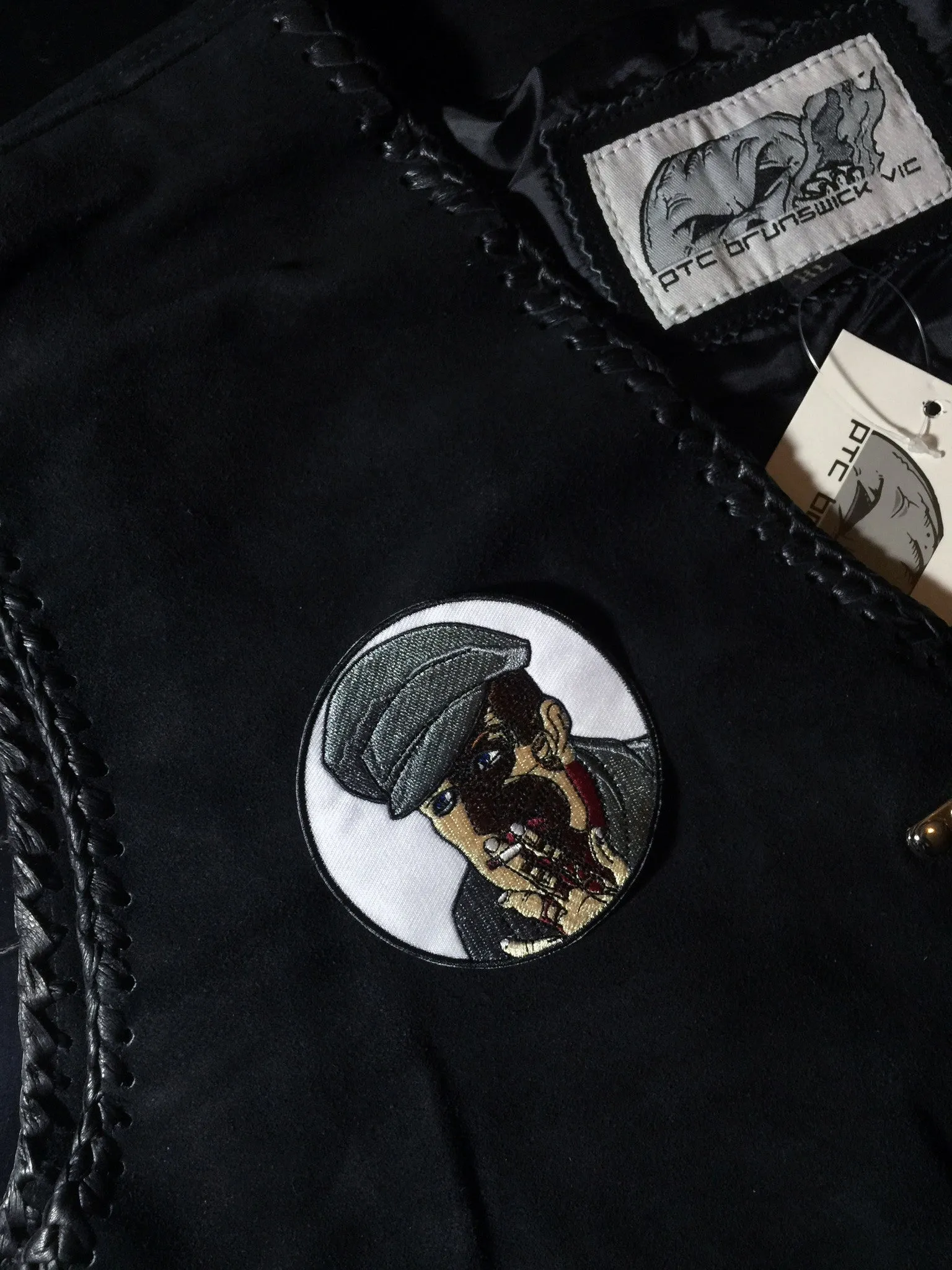 Pacifist Suede Biker Vest, Metal Clasp, Inner Pockets, Lace Sided