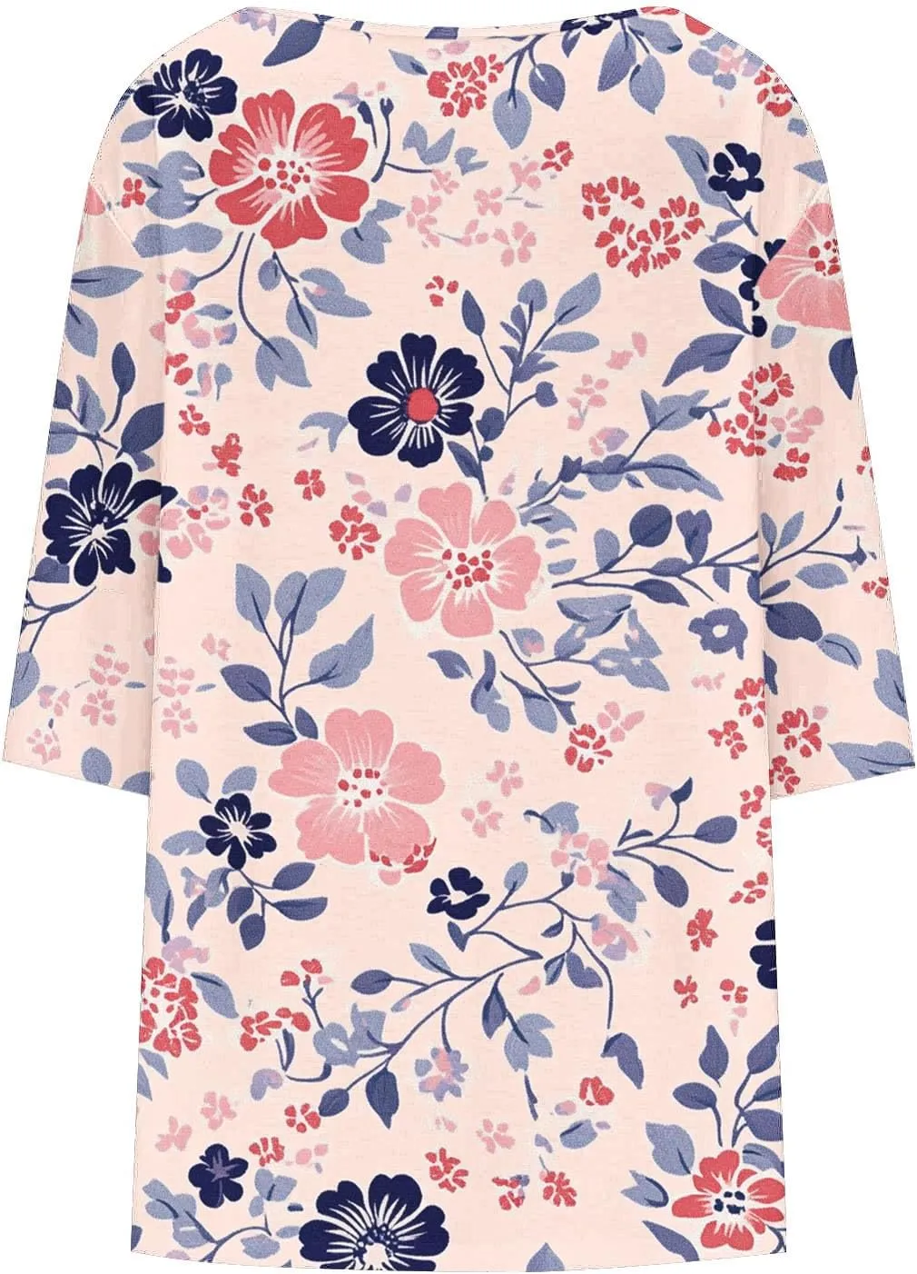 Plus Size Floral Tunic Tops for Women 3/4 Sleeve Loose Blouse Summer Casual Flowy Shirts Beach Boho Top