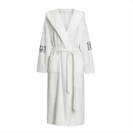 Sixty Eight 93 Logo Black White Unisex Flannel Hooded Bathrobe