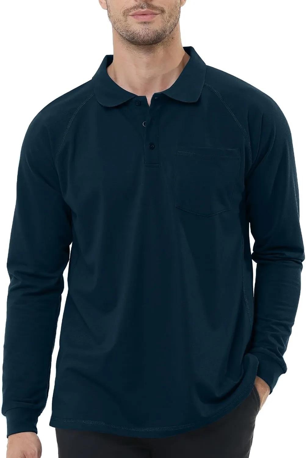TIHEEN Men's Big & Tall Moisture Wicking Performance Golf Polo Shirt with Pocket Short Sleeve