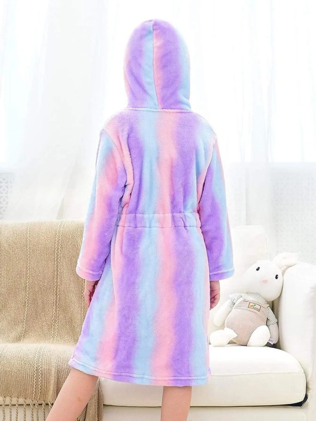 Unicorn Girls Robes Pajamas Bright Purple Soft Hooded Rainbow Bathrobe Sleepwear for Girls - Doctor Unicorn