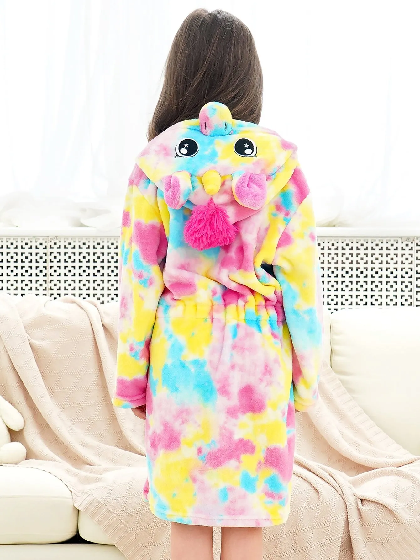 Unicorn Girls Robes Pajamas Pink & Yellow Soft Hooded Bathrobe Sleepwear For Girls - Doctor Unicorn