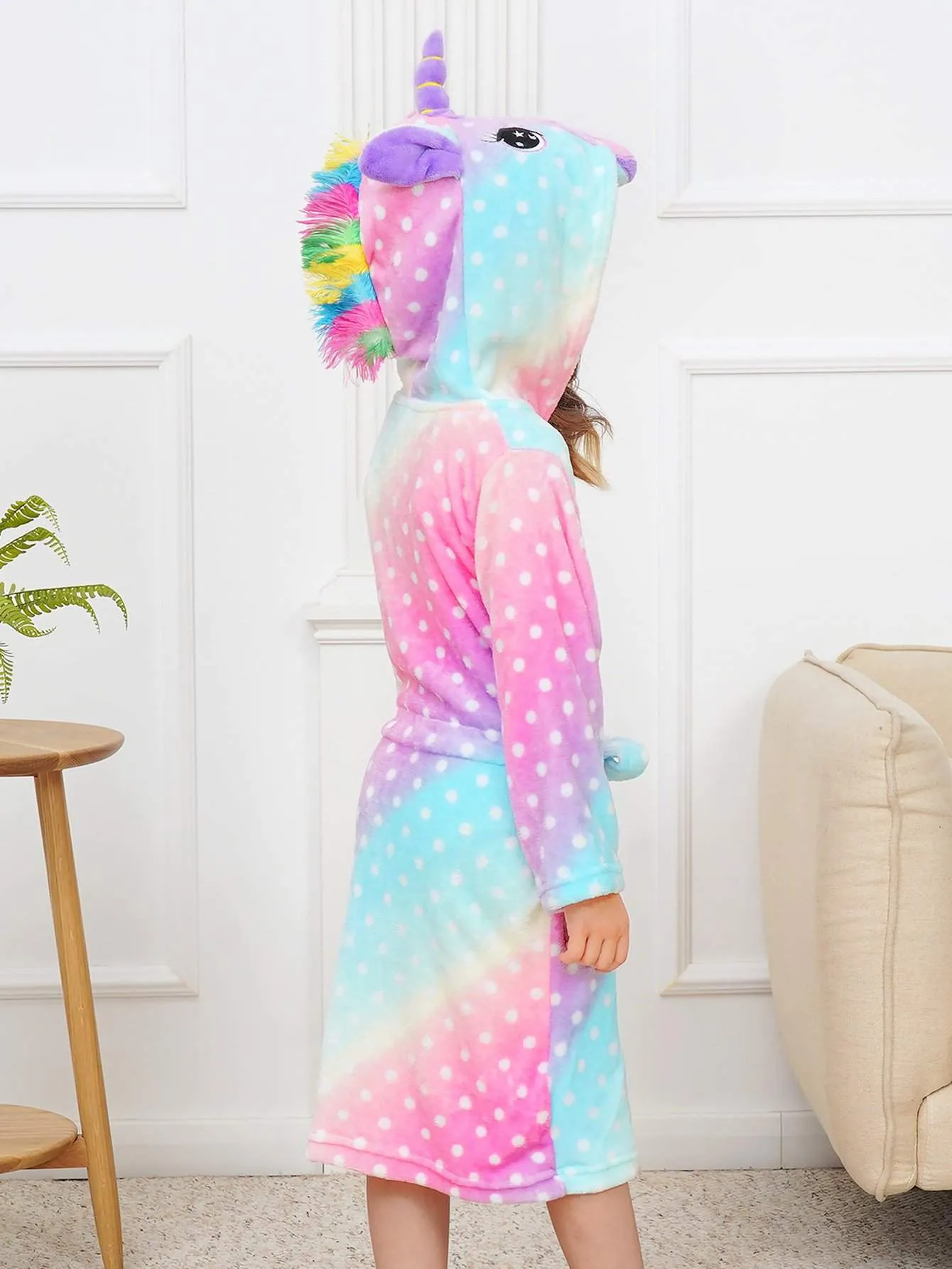 Unicorn Girls Robes Pajamas Pink Blue Rainbow Soft Hooded Bathrobe Sleepwear For Girls- Doctor Unicorn