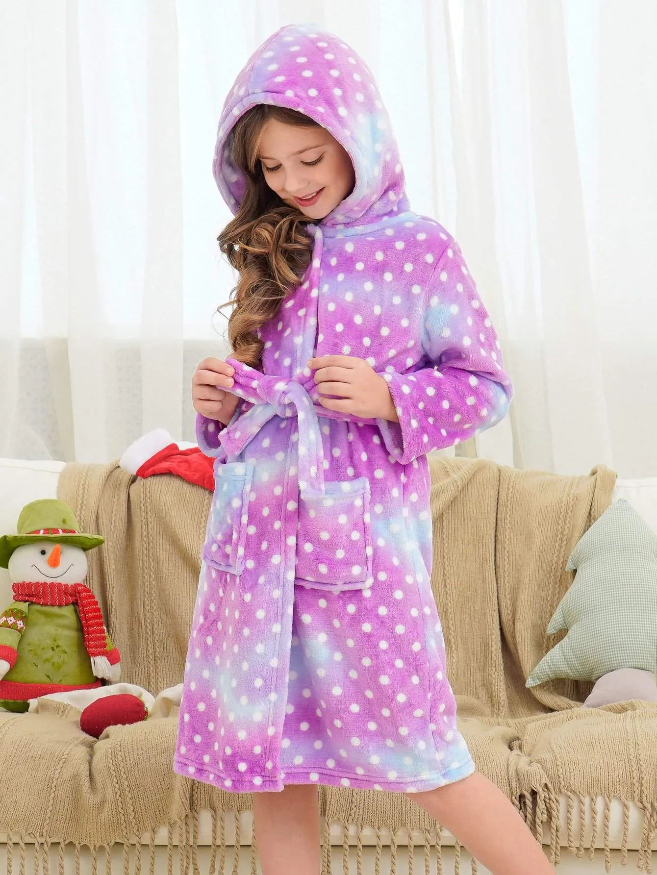Unicorn Girls Robes Pajamas Purple Galaxy Dots Soft Hooded Rainbow Bathrobe Sleepwear For Girls - Doctor Unicorn