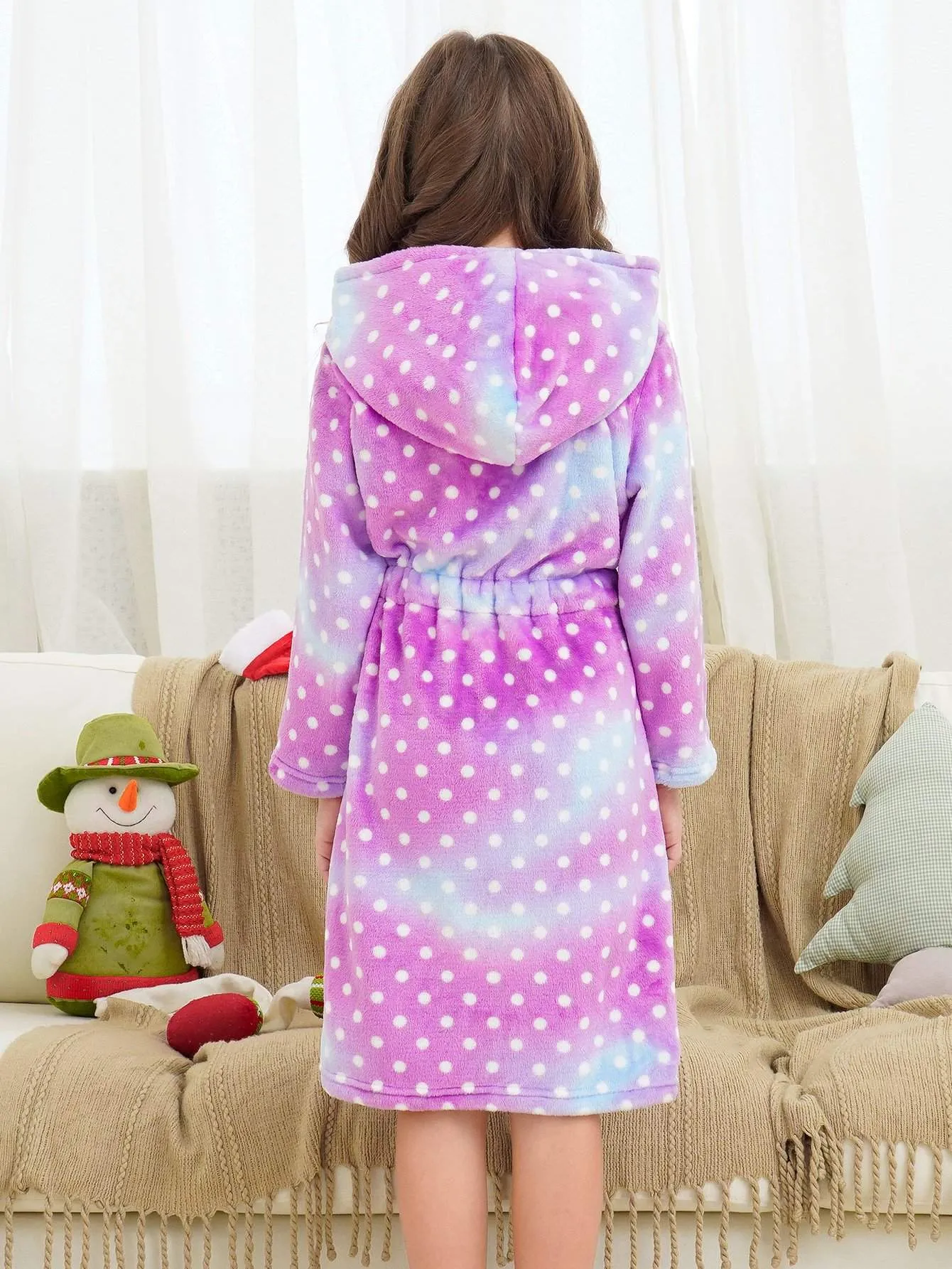 Unicorn Girls Robes Pajamas Purple Galaxy Dots Soft Hooded Rainbow Bathrobe Sleepwear For Girls - Doctor Unicorn