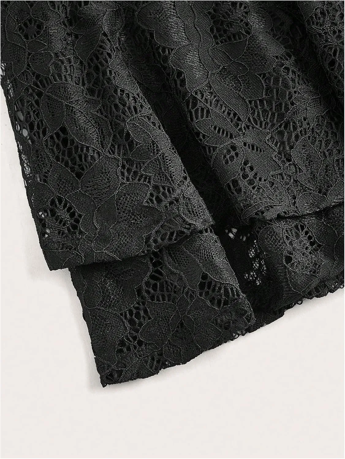 Verdusa Women's Plus Size Floral Lace Mini Skirts High Waist Pleated Ruffled Swing A Line Skirt