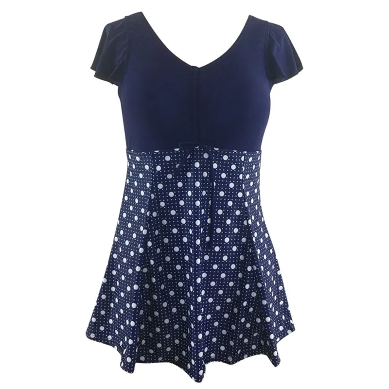 Vintage Print Plus Size Tankini Dress Bathing Suit Swimwear Skirt Bodysuit Monokini Swimsuit