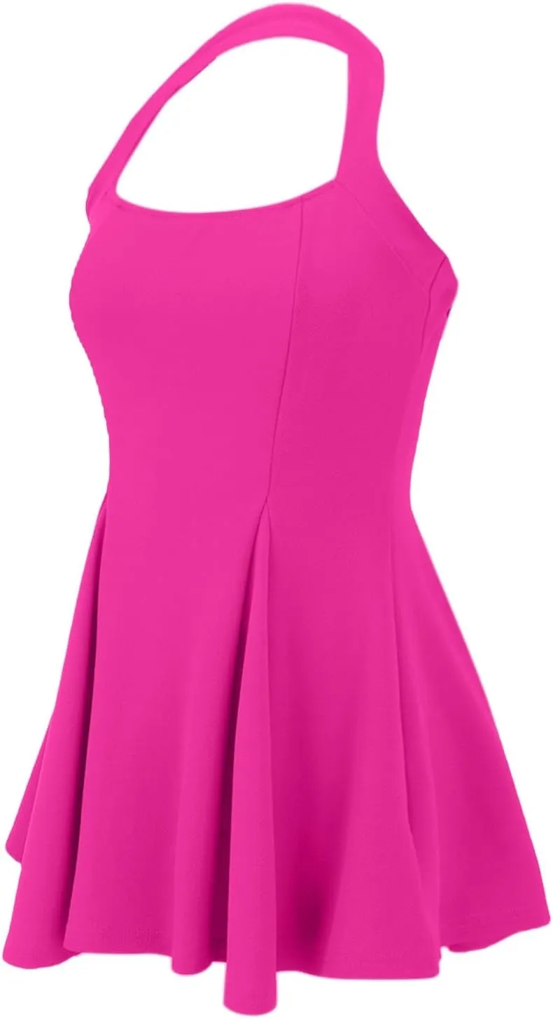 Women's 2025 Summer Dress Sleeveless Halter Neck Sundress Backless A Line Flared Flowy Club Party Mini Beach Dress