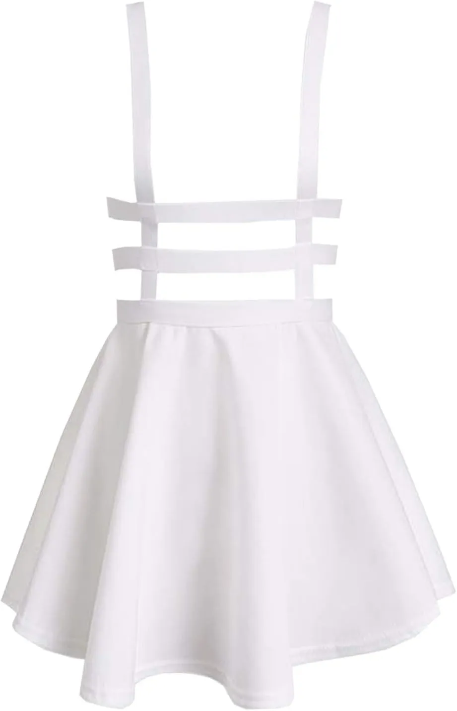 Women's Elastic Waist Pleated Short Braces Skirt Mini Suspender Skirt