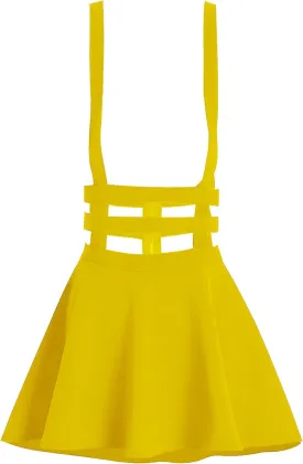 Women's Elastic Waist Pleated Short Braces Skirt Mini Suspender Skirt