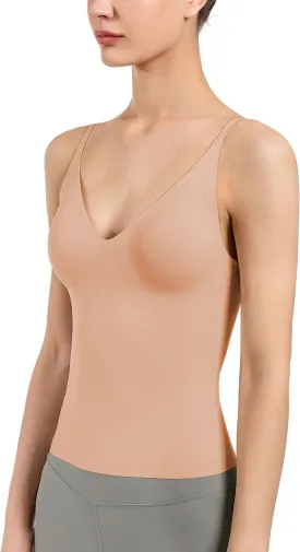 Women's Fit Camisole with Built in Bra - Spaghetti Straps Camis Tank