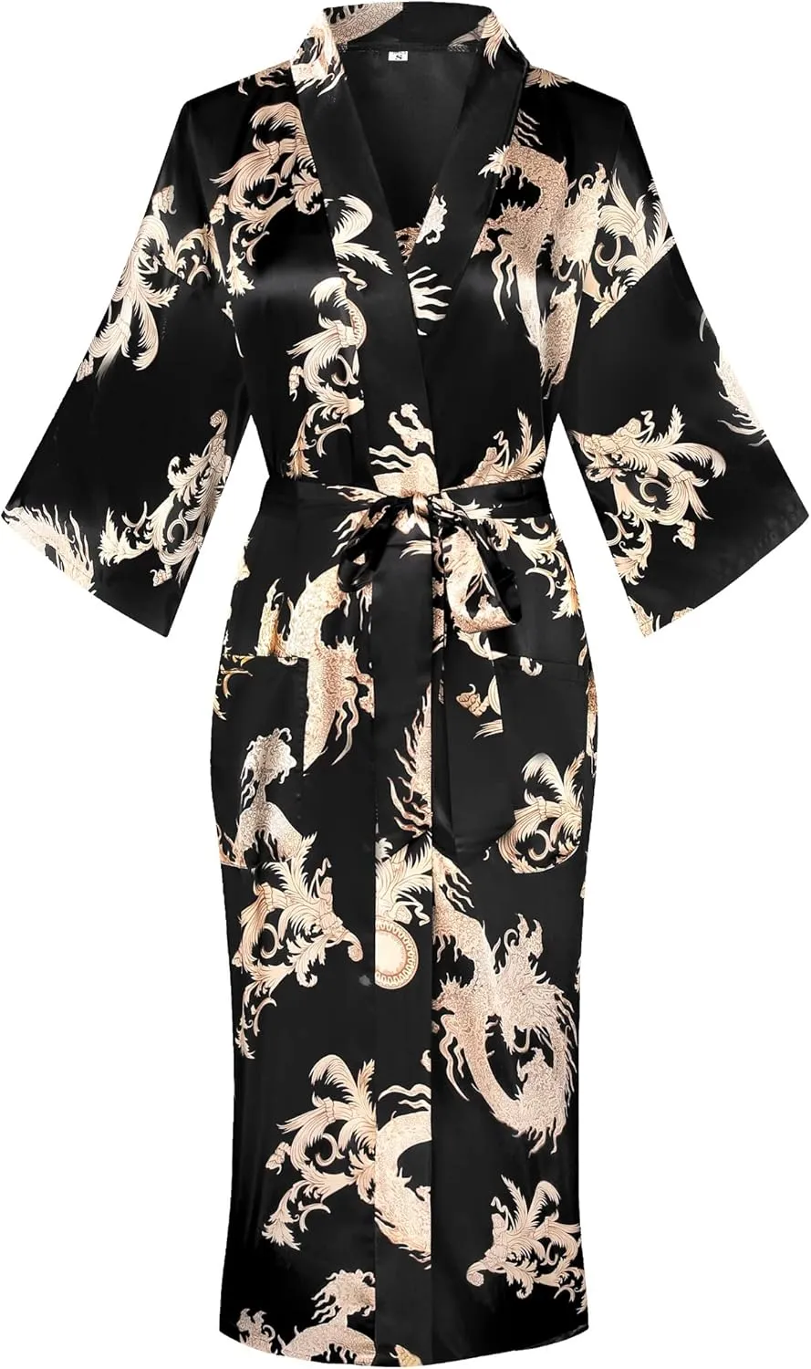 Women's Floral/Patterned Silky Kimono Robes Long Satin Bathrobes Sleepwear Loungewear