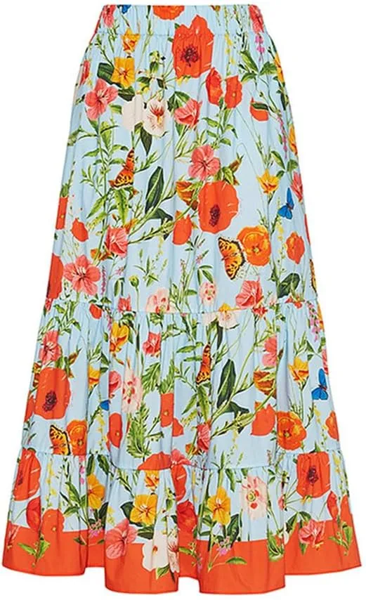 Women's One Piece Swimsuit with Cover Up Skirt Bikini Sarong Set Floral Print Bathing Suit with Wrap Skirt