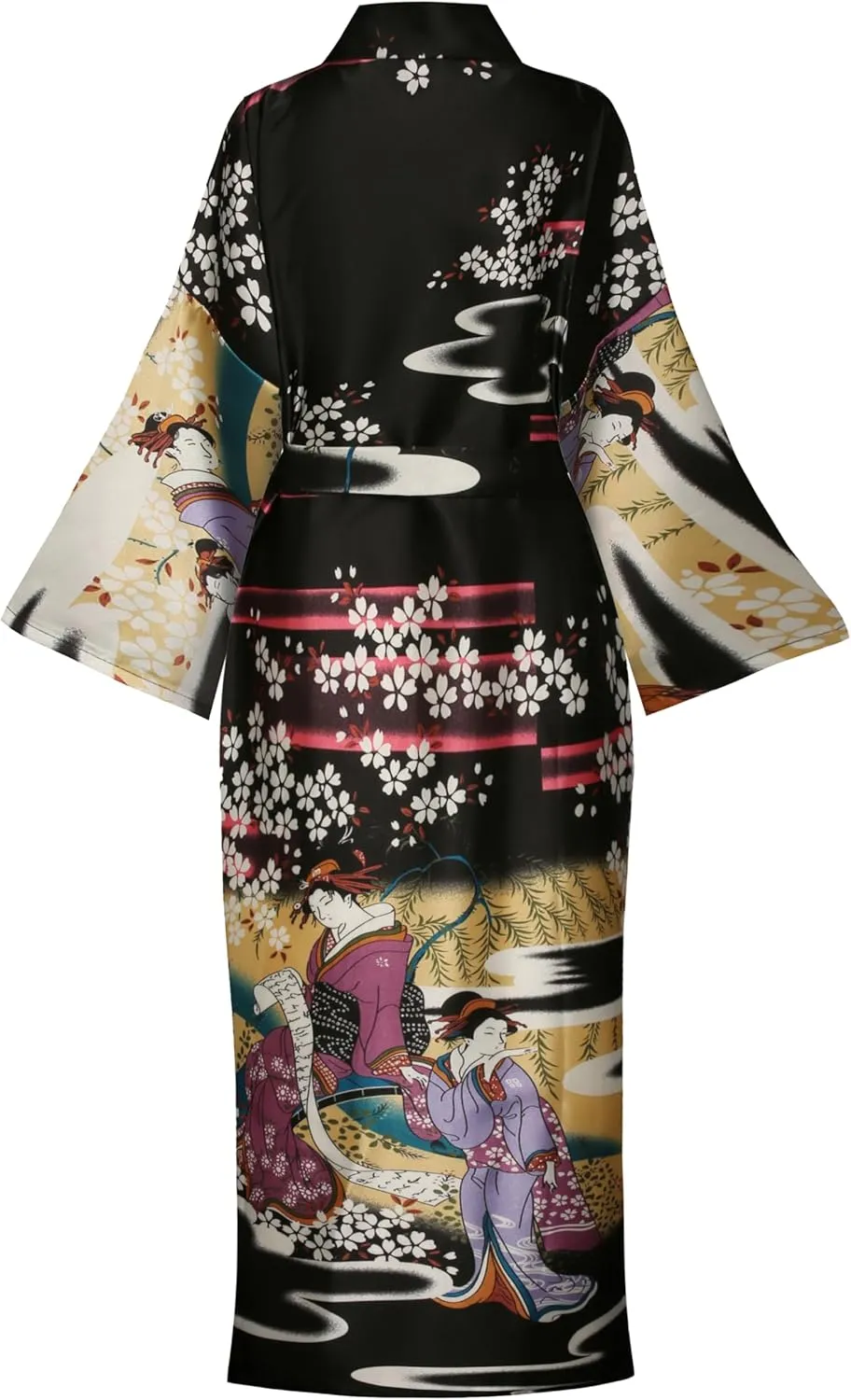 Women's Plus Size Floral Robes Long Satin Kimonos Bathrobes Patterned Long Silky Sleepwear Loungewear