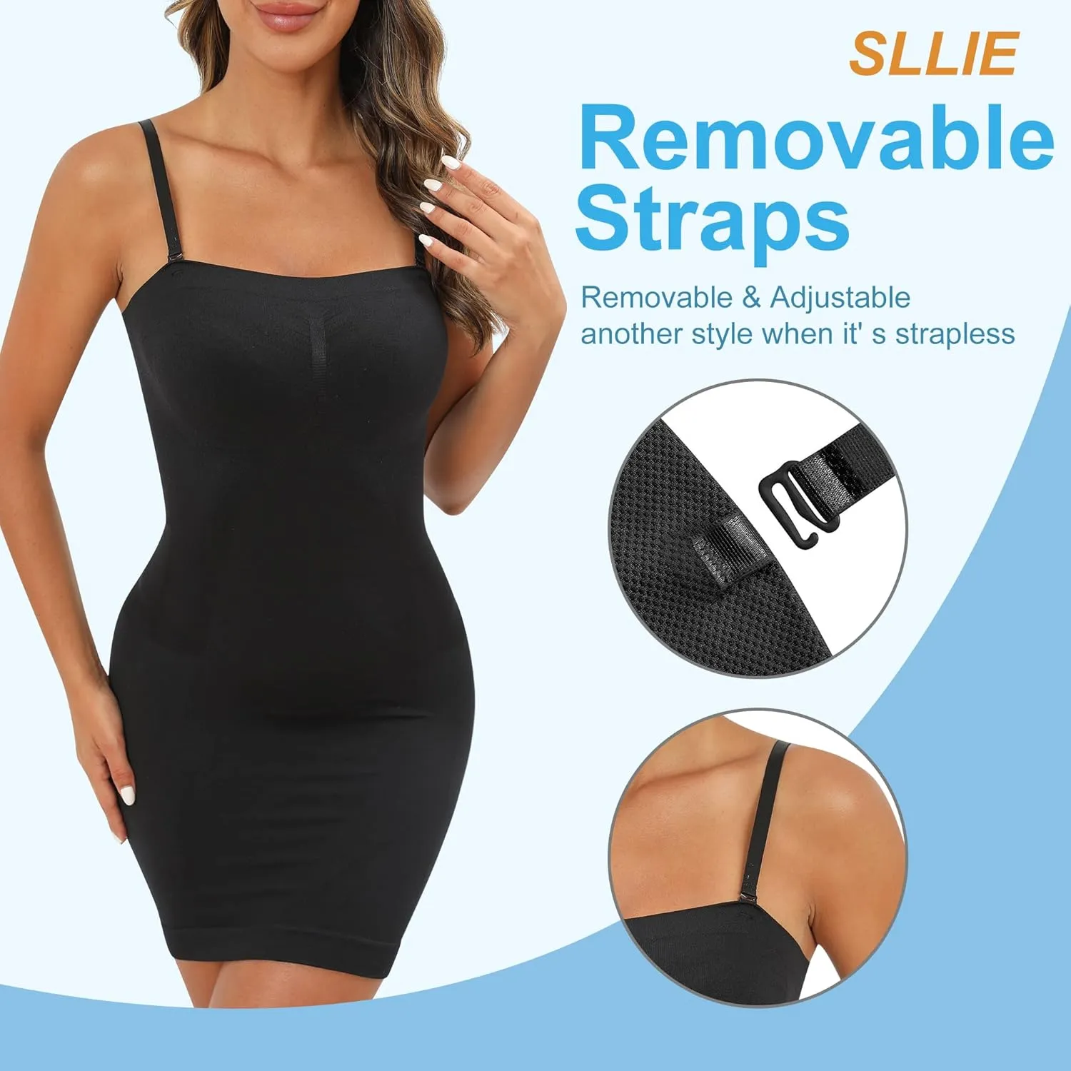 Women's Strapless Shapewear Full Slip for Under Dresses Tummy Control Seamless Body Shaper Slips